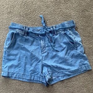 LOFT Light Blue Jean Shorts with Tie Waist